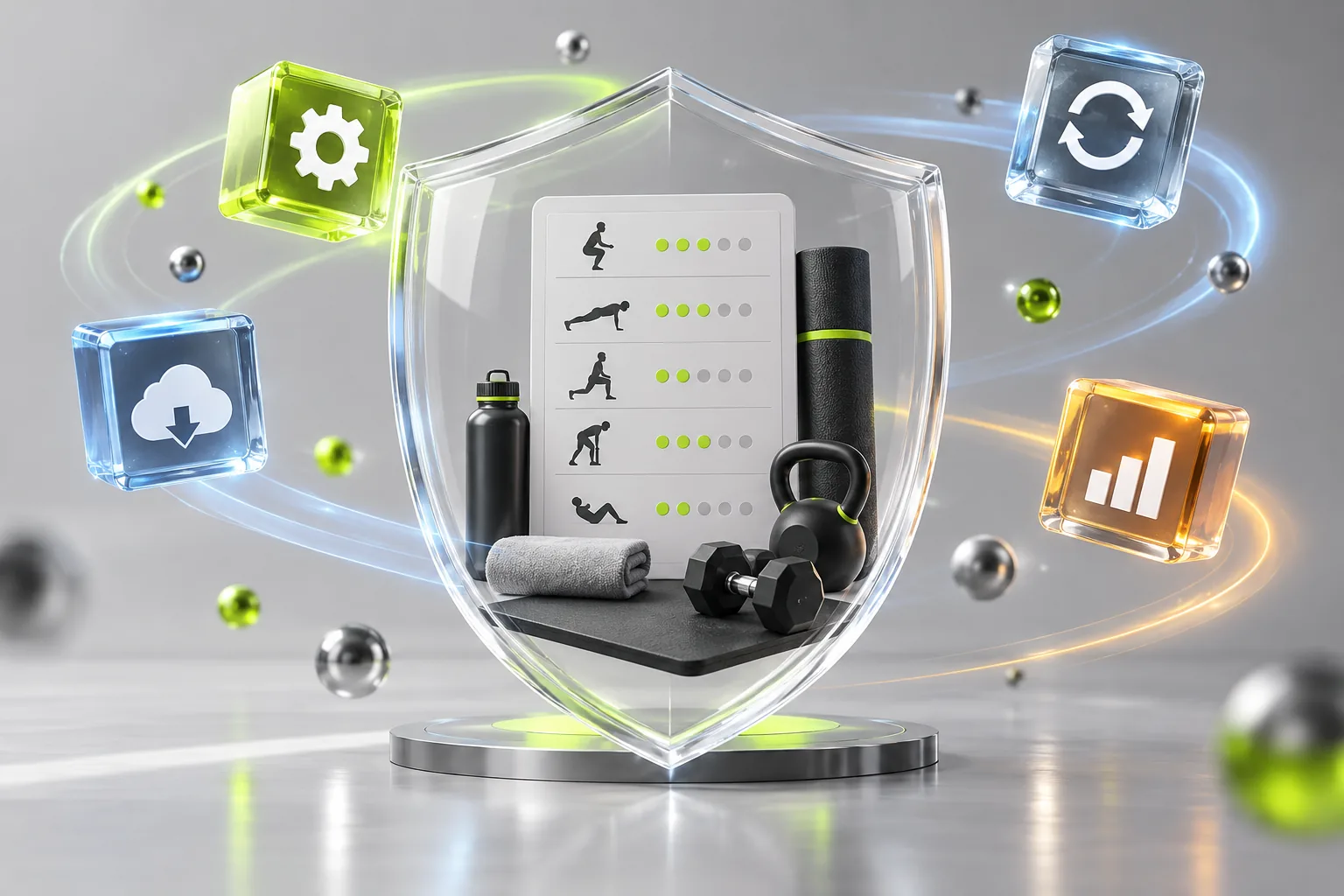 A workout template protected while software update elements move around it