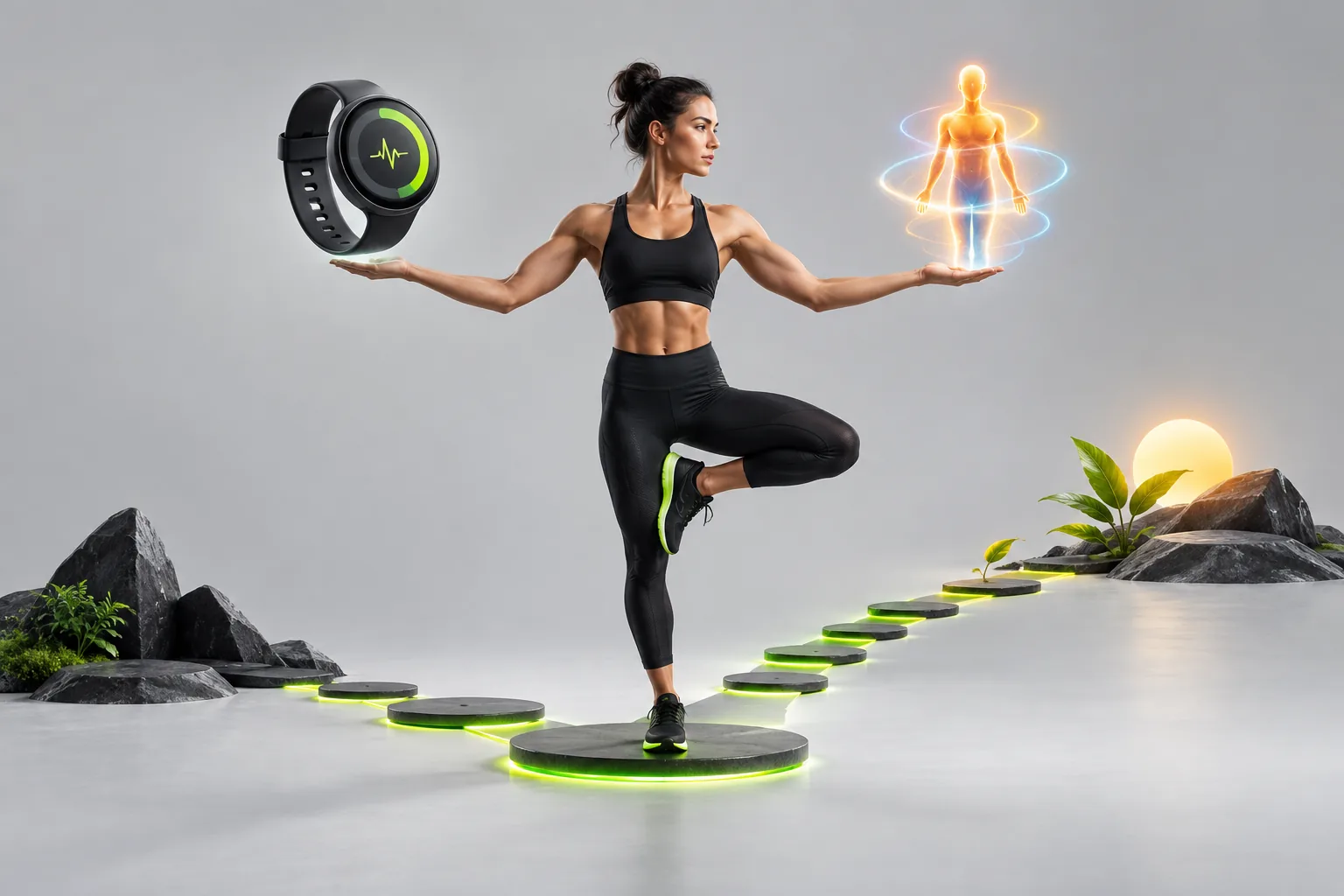 An athlete balancing a recovery gauge with a subjective body-energy signal